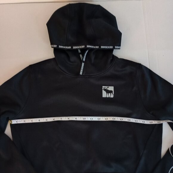 Abercrombie Kids Black Hoodie Sweatshirt Kangaroo Pocket Moose Logo Size 15/16 - Picture 12 of 16
